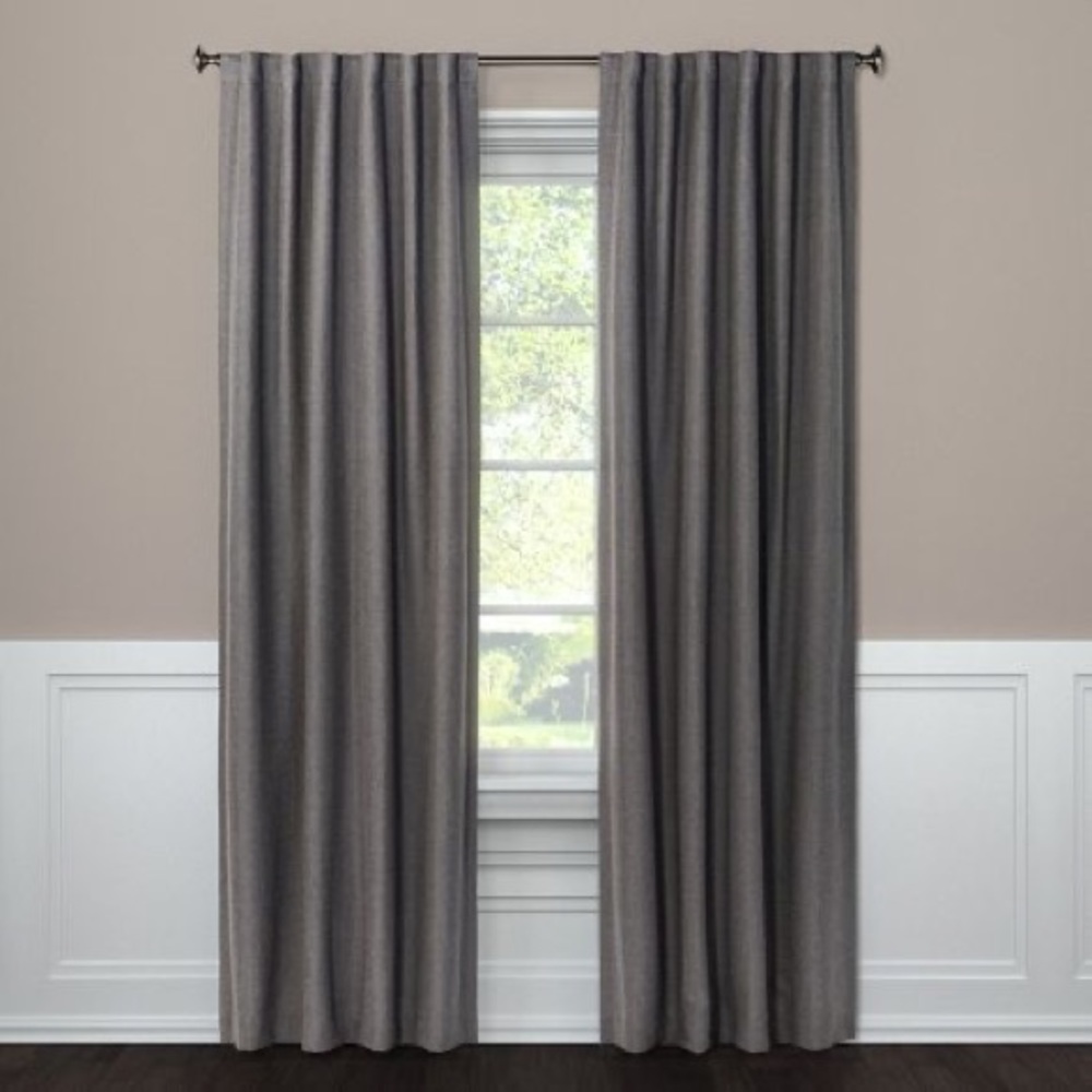New W/O Packaging Threshold Aruba Blackout curtain panels (2) charcoal 50”x84”